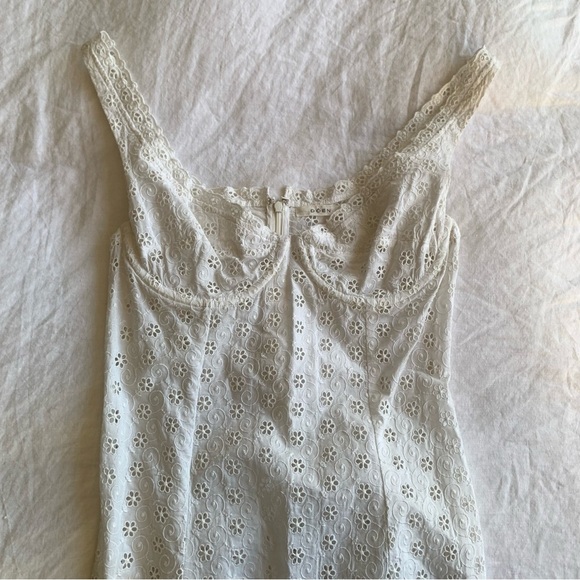 Doen Melaine Cotton Eyelet Bustier Ruffle Maxi Dress Salt Melanie White - Picture 10 of 16